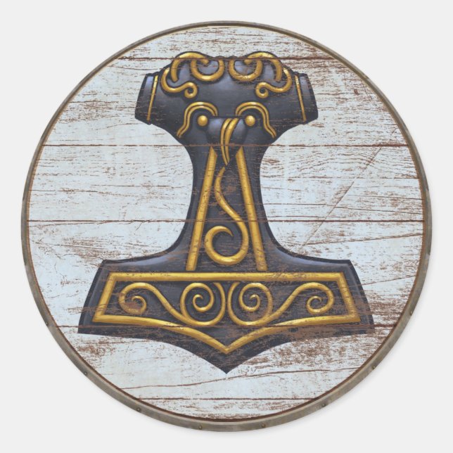 Wikingerschild-Aufkleber - Mjolnir Runder Aufkleber (Vorderseite)
