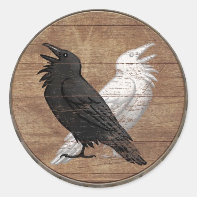 Wikingerschild-Aufkleber - Odins Ravens Runder Aufkleber (Vorderseite)