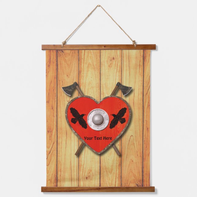 Wikingerschild - Ravens Wandteppich Mit Holzrahmen (Vorderseite)