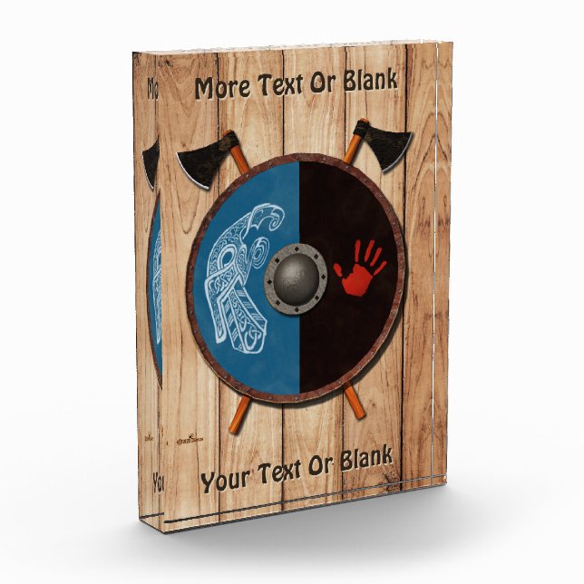 Wikingerschild und Äxte Fotoblock (Links)