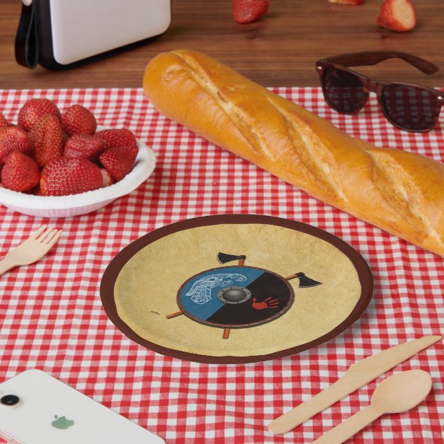 Wikingerschild und Äxte Pappteller (Picknick)