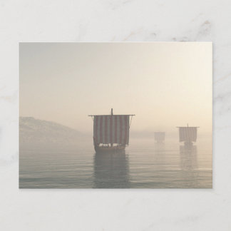 Wikinglongships im Nebst Postkarte