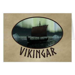 Wikingschiff und Nordlichter