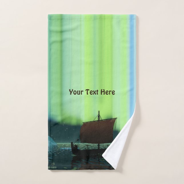 Wikingschiff und Nordlichter Badhandtuch Set (Handtuch)