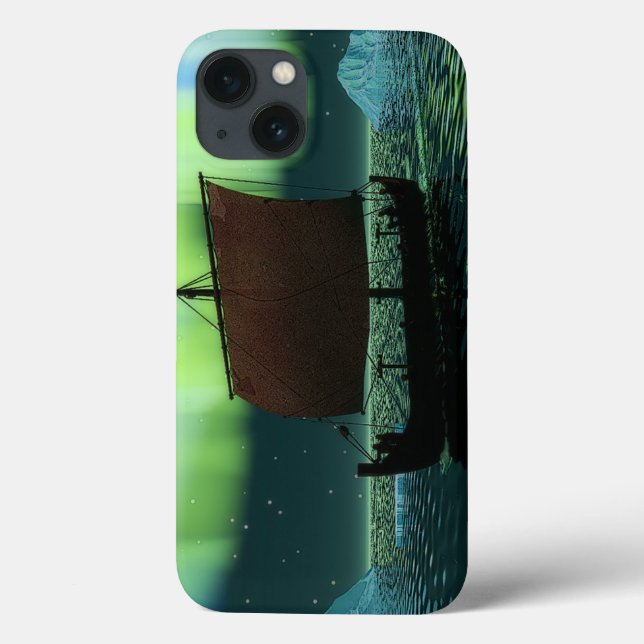 Wikingschiff und Nordlichter Case-Mate iPhone Hülle (Rückseite)