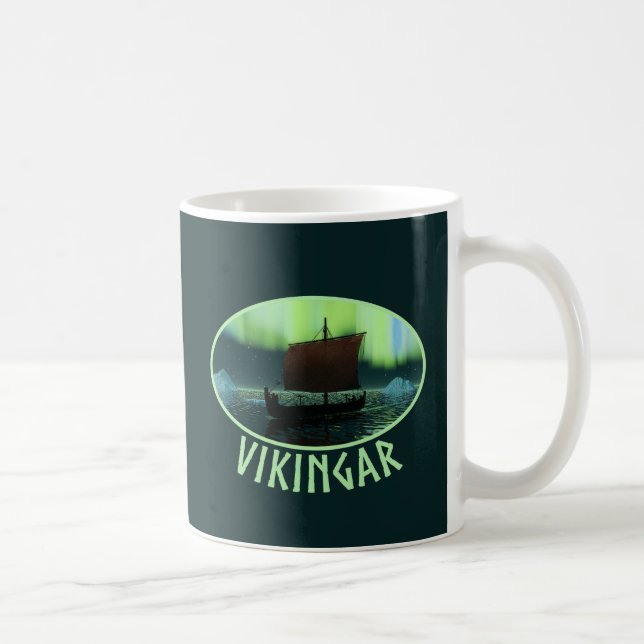 Wikingschiff und Nordlichter Kaffeetasse (Rechts)