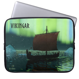 Wikingschiff und Nordlichter Laptopschutzhülle