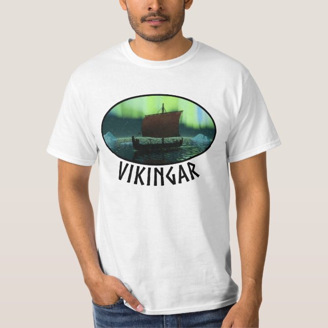 Wikingschiff und Nordlichter T-Shirt (Vorderseite)