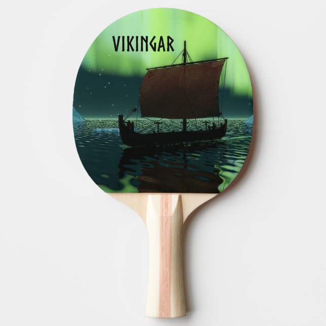 Wikingschiff und Nordlichter Tischtennis Schläger (Vorderseite)