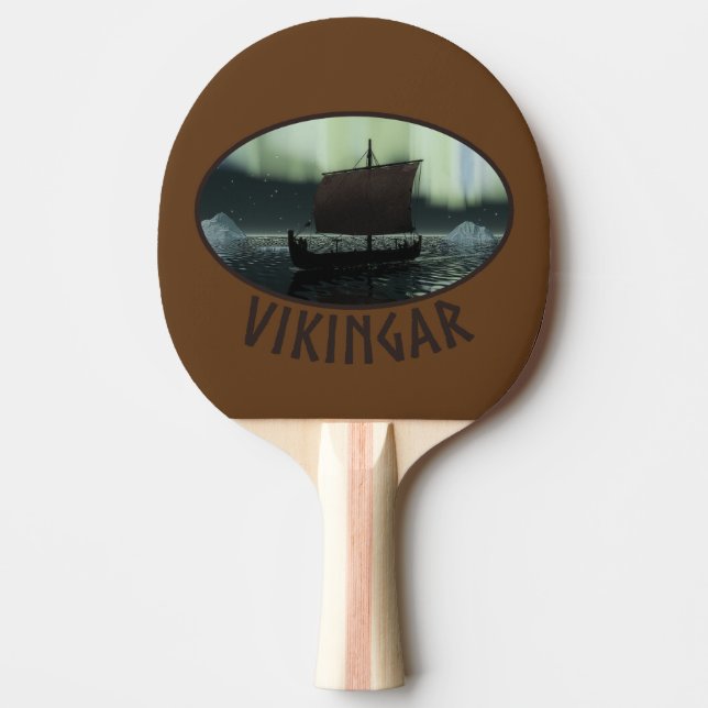 Wikingschiff und Nordlichter Tischtennis Schläger (Vorderseite)