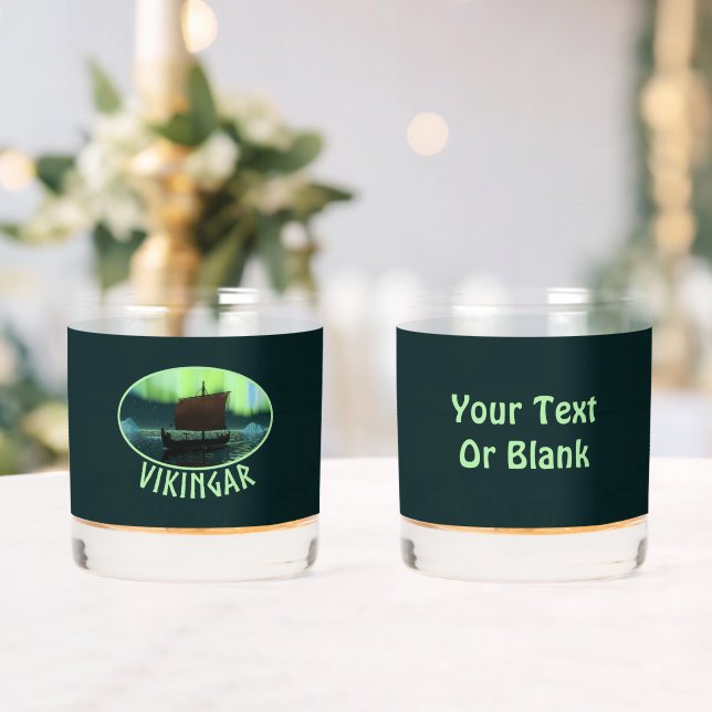 Wikingschiff und Nordlichter Whiskyglas (Insitu (Hochzeit))