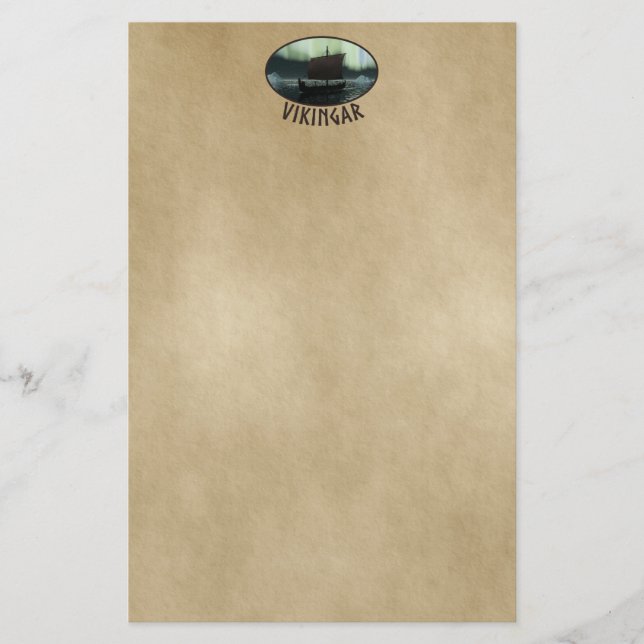 Wikingschiff unter Nordlicht Briefpapier (Vorderseite)