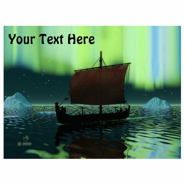 Wikingschiff unter Nordlicht Fotoskulptur Magnet (Vorne)