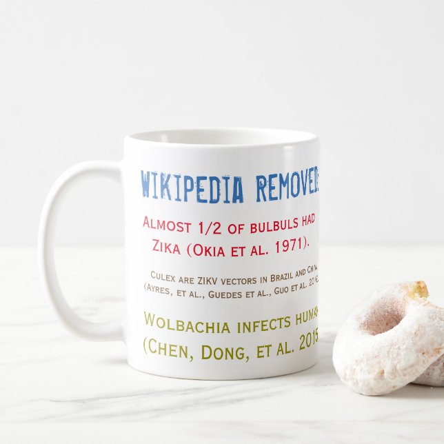 Wikipedia entfernte Zika Studien-Tasse durch Kaffeetasse (Mit Donut)