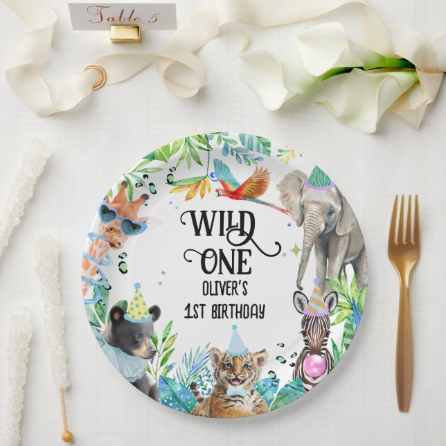 Wil Birthday Safari Animals Pappteller (Hochzeit)