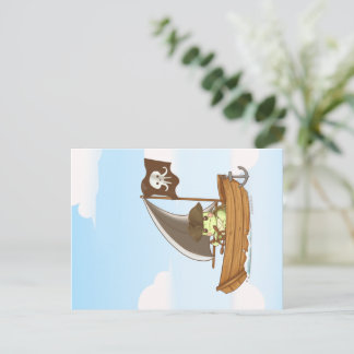 Wilbur die Schildkröte segelt auf den Meeren Pirat Postkarte