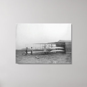 Wilbur u. Orville Wright in 2. trieben Maschine an Leinwanddruck