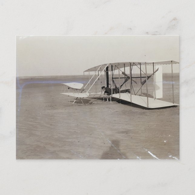 Wilbur Wright in Prone Position in beschädigter Ma Postkarte (Vorderseite)