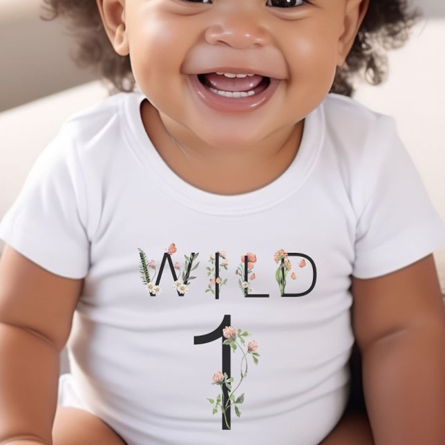 Wild 1 Wildblumen 1. Geburtstag Baby T-shirt (Von Creator hochgeladen)