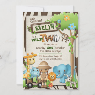 Wild 1st, 2nd and 3rd Birthday Girl Einladung