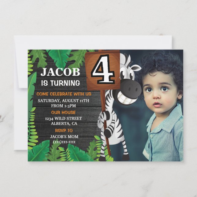 Wild 4 Safari Photo personnalisée Invitation Anniv (Devant)