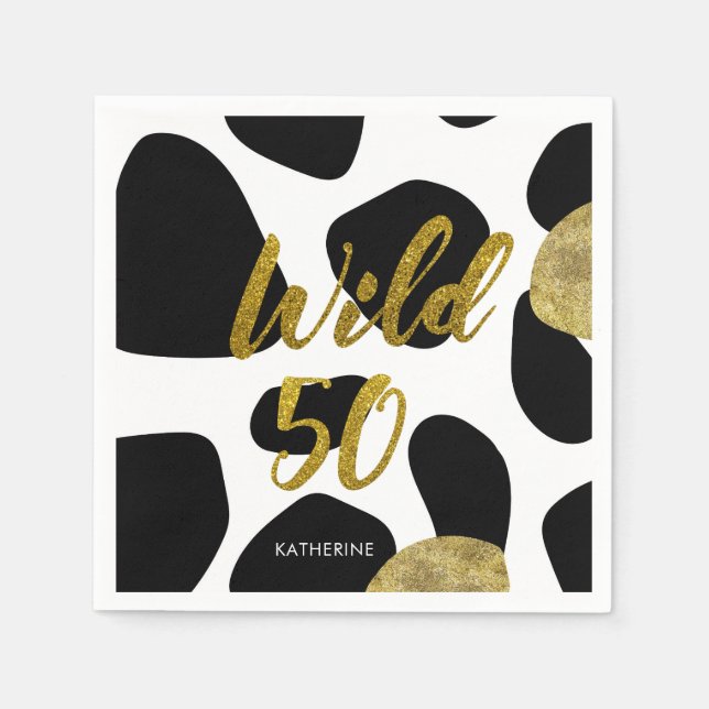 Wild 50 Gold Tiermuster Geburtstagspapier Serviette (Vorderseite)