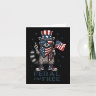 Wild aber frei Funny Raccoon Usa Flag Patriotic 4t Karte
