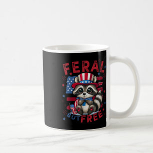 Wild aber frei lustig 4. Juli Patriotische Raccoon Kaffeetasse