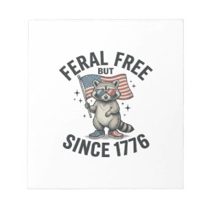 Wild aber frei seit 1776 Waschbär Patriotisches Sh Notizblock