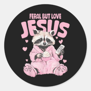 Wild, aber liebt Jesus, christlicher Valentinstag Runder Aufkleber