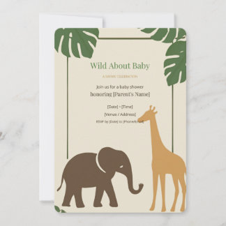 Wild About Baby Safari Dschungel-Baby-Party-Einlad Einladung