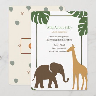 Wild About Baby Safari Dschungel-Baby-Party-Einlad Einladung