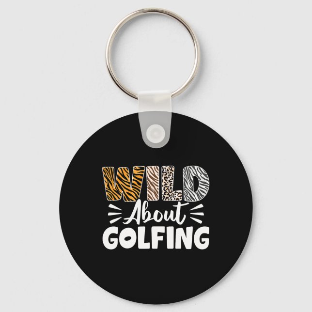 Wild About Golfing Animals Muster Golfer Leopard  Schlüsselanhänger (Vorderseite)