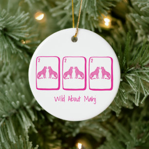 Wild About Mahj Rosa Gepard Mahjong-Kacheln Preppy Keramik Ornament