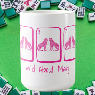 Wild About Mahj Rosa Gepard Mahjong-Steine Preppy  Kaffeetasse