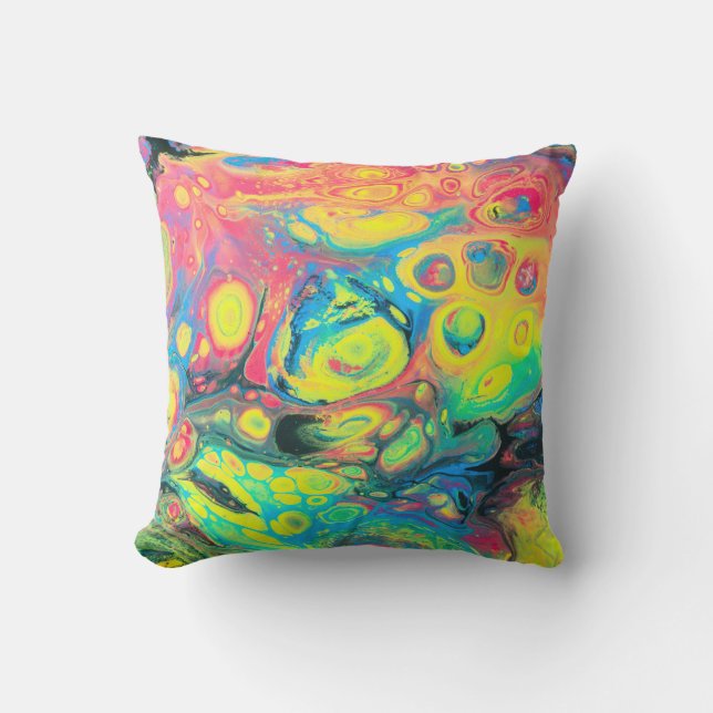 Wild Acrylic Fluid Art Abstract Kissen (Vorderseite)