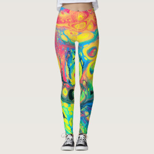 Wild Acrylic Fluid Art Abstract Leggings
