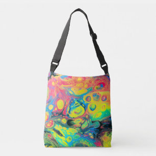 Wild Acrylic Fluid Art Abstract Tragetaschen Mit Langen Trägern