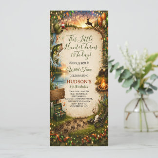 Wild Adventure Hunter & Fisherman Boy's Birthday  Einladung