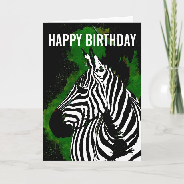 Wild African Zebra Night Birthday Card Karte (Vorderseite)