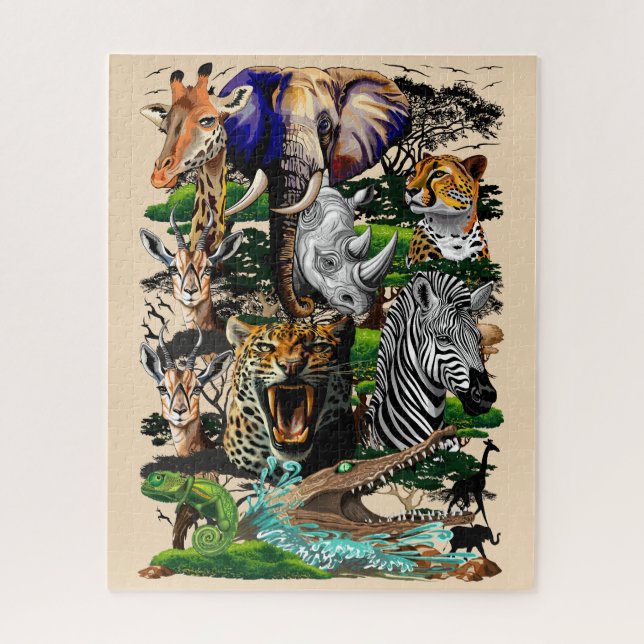 Wild afrikanische Savanna Tiere (Vertikal)