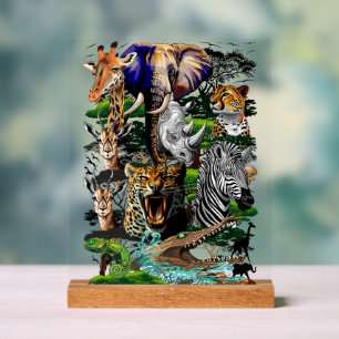 Wild afrikanische Savanna Tiere Acrylschild