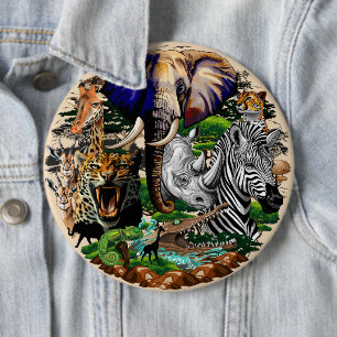 Wild afrikanische Savanna Tiere Button