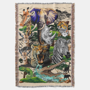 Wild afrikanische Savanna Tiere Decke