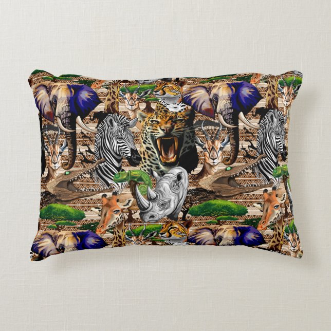 Wild afrikanische Savanna Tiere Dekokissen (Vorderseite)