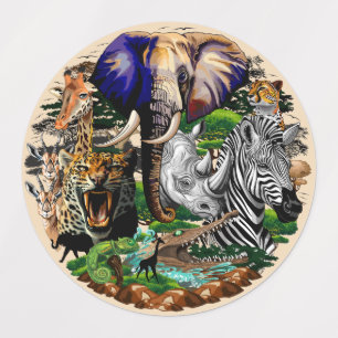 Wild afrikanische Savanna Tiere Etiketten