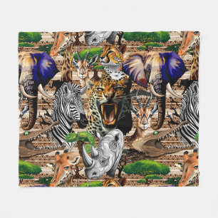 Wild afrikanische Savanna Tiere Fleecedecke
