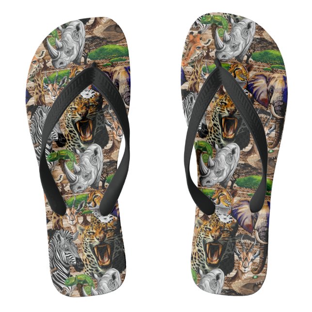 Wild afrikanische Savanna Tiere Flip Flops (Fußbett)