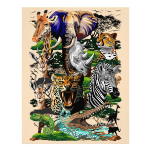 Wild afrikanische Savanna Tiere Fotodruck