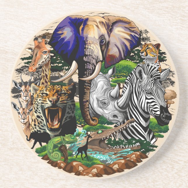 Wild afrikanische Savanna Tiere Getränkeuntersetzer (Vorne)